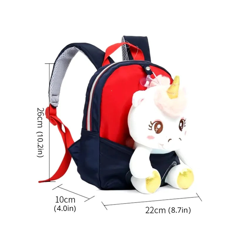 3D Unicorn Plush Kids Backpack – Toddler Girls Kindergarten Schoolbag & Stuffed Toy Bag
