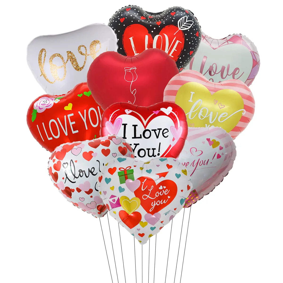 10‑Pack 18" “Te Amo” Heart Foil Balloons – Valentine’s Day & Wedding Helium Decorations
