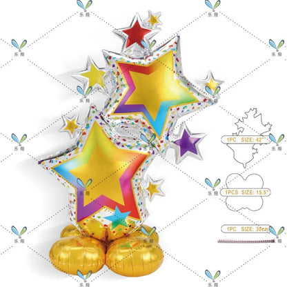 Boutique Standing Base Moon Stars Clouds Cake Aluminum Film Balloon Birthday Party Decoration Baby Bath