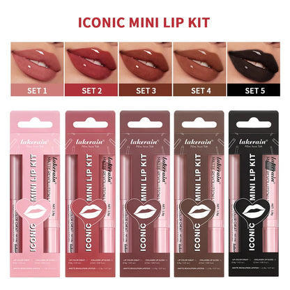Matte Black Lipstick Set – Waterproof Velvet Liquid Lip Gloss & Lip Liner