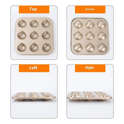 6/9‑Cavity Chestnut‑Shape Carbon Steel Cake Mold