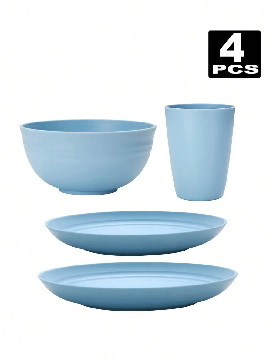 4/16/32pcs Plastic reusable tableware set,