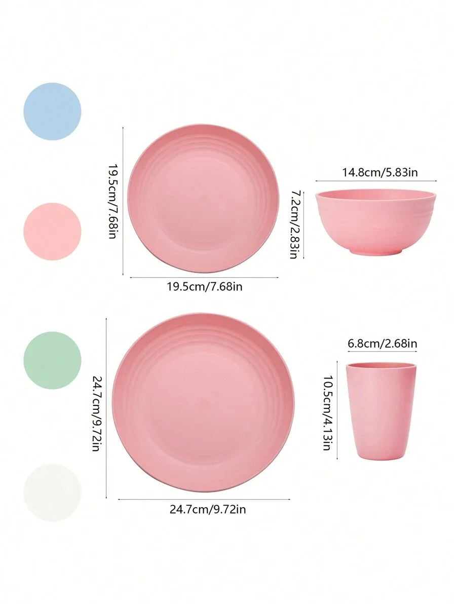 4/16/32pcs Plastic reusable tableware set,