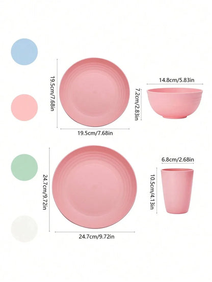 4/16/32pcs Plastic reusable tableware set,