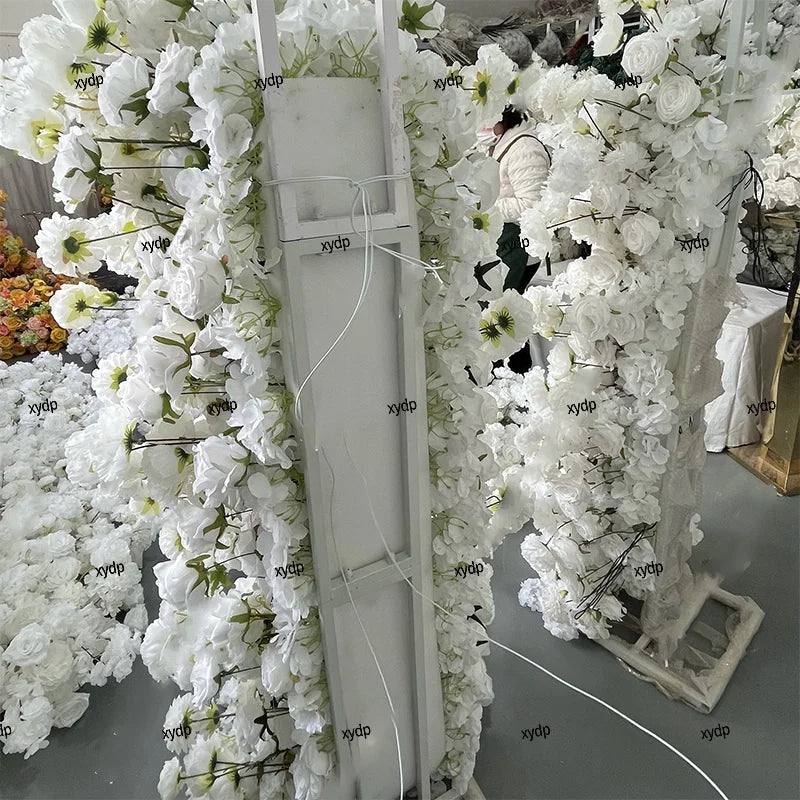 5D Cherry blossom flower arrangement Rose Flowers Row Wedding Backdrop Arch KT Board Decor Sofa Table Runner Banquet Event Props