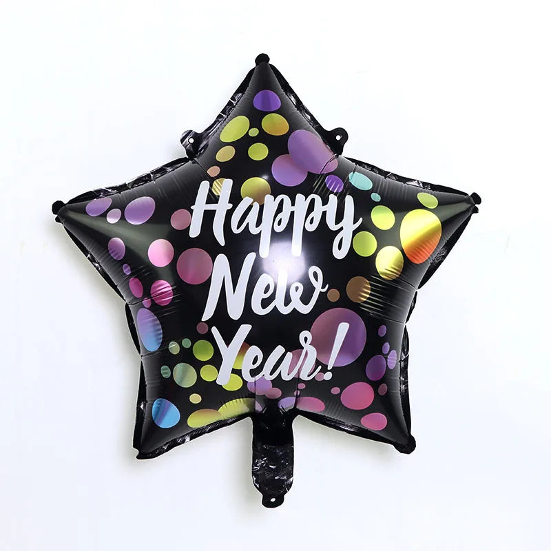 2026 New Year Foil Ballons Happy New Year Letter Banner Garland Party Decorations New Year Wine Bottle Star Round Photo Props