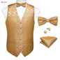 Suit Vest With Bow Tie Pocket Square Cufflinks Tuxedo Waistcoat for Men