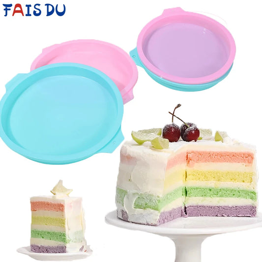 Round Silicone Cake Pan – 4/6/8in Non‑Stick Layer Mold for Baking