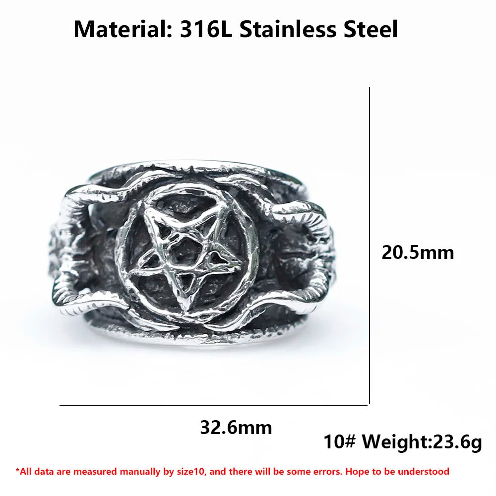 ✨ Men’s 316L Stainless Steel Pagan Star Ring – Gothic