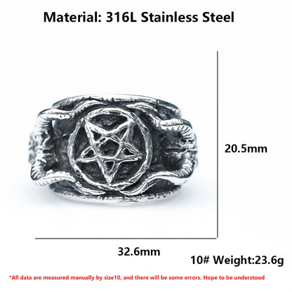 ✨ Men’s 316L Stainless Steel Pagan Star Ring – Gothic