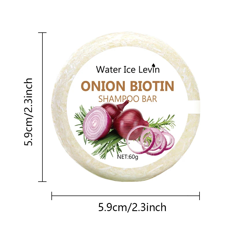 Onion & Biotin Shampoo Bar – 60g Moisturizing, Smoothing Hair Soap with Rosemary Extract