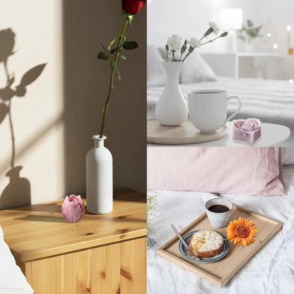 9 PCS Rose Flower Tulip Peony Heart Candle Soap Wax Mold Valentine Day Silicone for Small Butter Candles Chocolate Making Molds