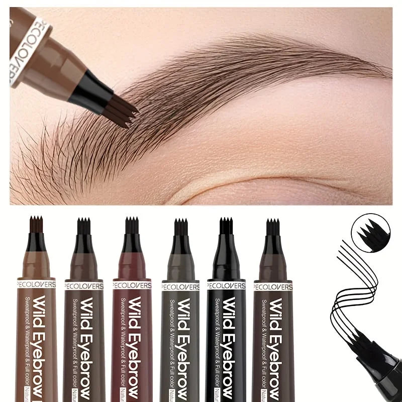 1pc Eyebrow Pencil Waterproof 4 Split Tip 6 Colors