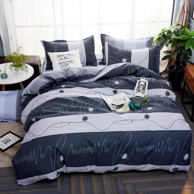 Bohon Paisley Duvet Cover Set Black White Print 3pcs Bedding Sets Luxury Pillow Case Queen and King Size Cotton Bedding Sets