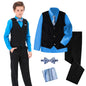 Boys Outfit Vest and Pants Suit Set for Formal Vest Set Blue and Black Size 14
