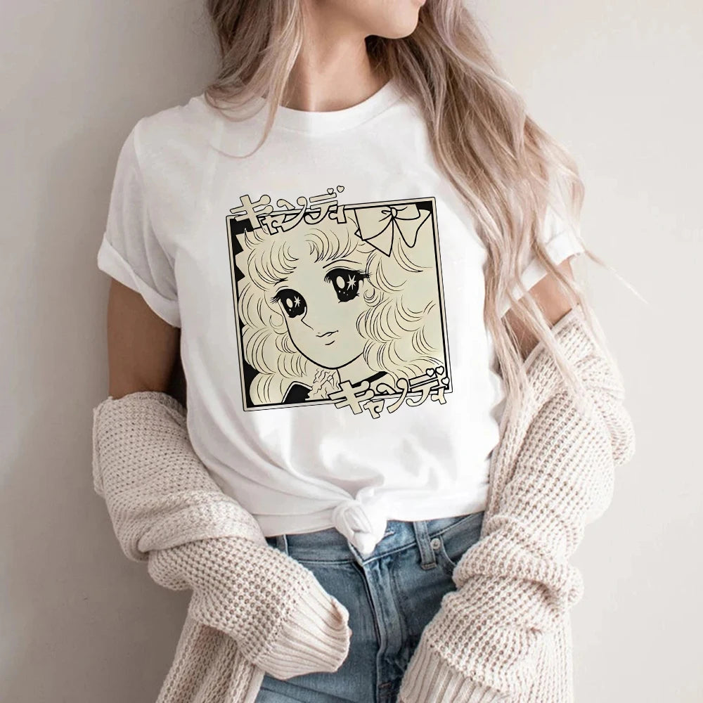 Candy Cartoon Print Streetwear T-shirt Harajuku Clothes Fashion Girls T Shirt Short Sleeve Summer Tee Casual Female O-Neck Top
