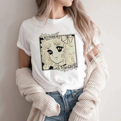 Candy Cartoon Print Streetwear T-shirt Harajuku Clothes Fashion Girls T Shirt Short Sleeve Summer Tee Casual Female O-Neck Top