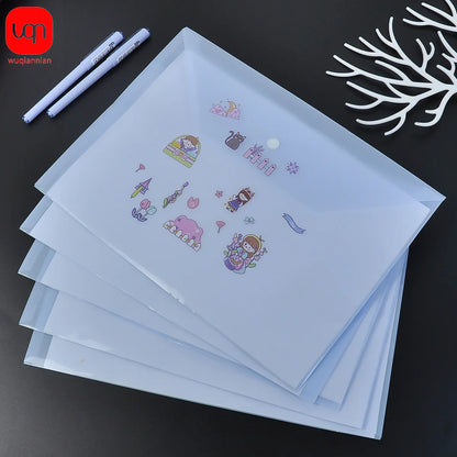 5pcs Plastic Transparent Document Storage Folder  Bag 16C -A4 Paper Size