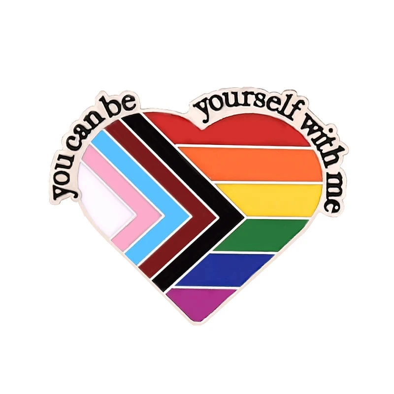 Rainbow LGBT Encourage Letters Metal Enamel Badge Gay Lesbian Asexual Transgender Adaptive Lapel Pin Jewelry Gifts Accessories
