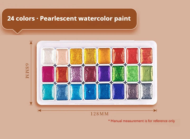 12/20/24/60 Color Solid Watercolor Paint Set -Metallic Glitter Pearlescent Pigments