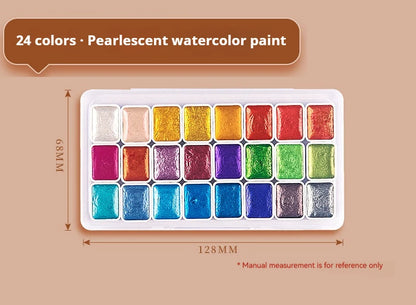 12/20/24/60 Color Solid Watercolor Paint Set -Metallic Glitter Pearlescent Pigments