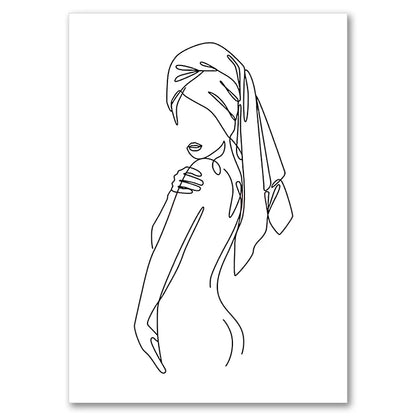 Sexy Female Body Art Print Naked Nude Canvas Poster Line Drawing Prints Abstract Woman Wall Art Painting Pictures Bedroom Decor
