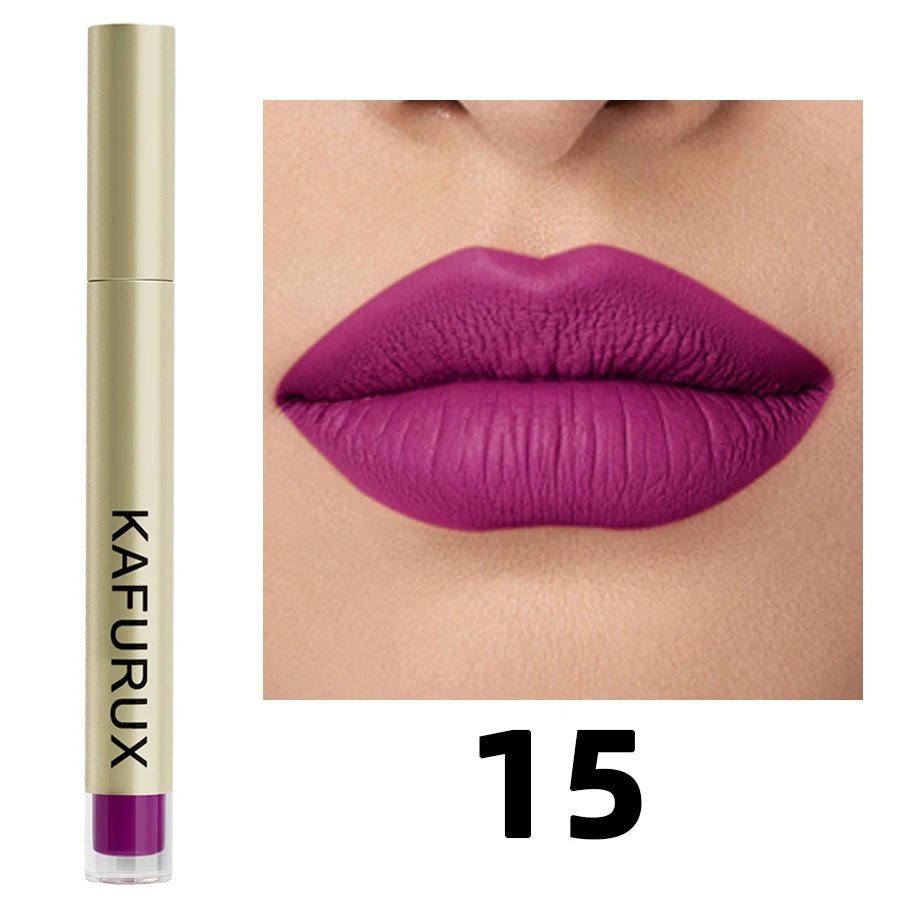 20 colors sexy long lasting velvet matte lip gloss liquid lipstick lip makeup red pink brown nonstick cup waterproof lip glaze