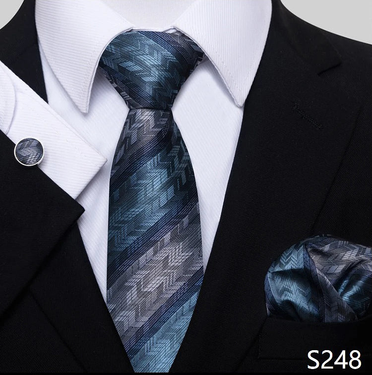 Necktie Pocket Squares Cufflink Set