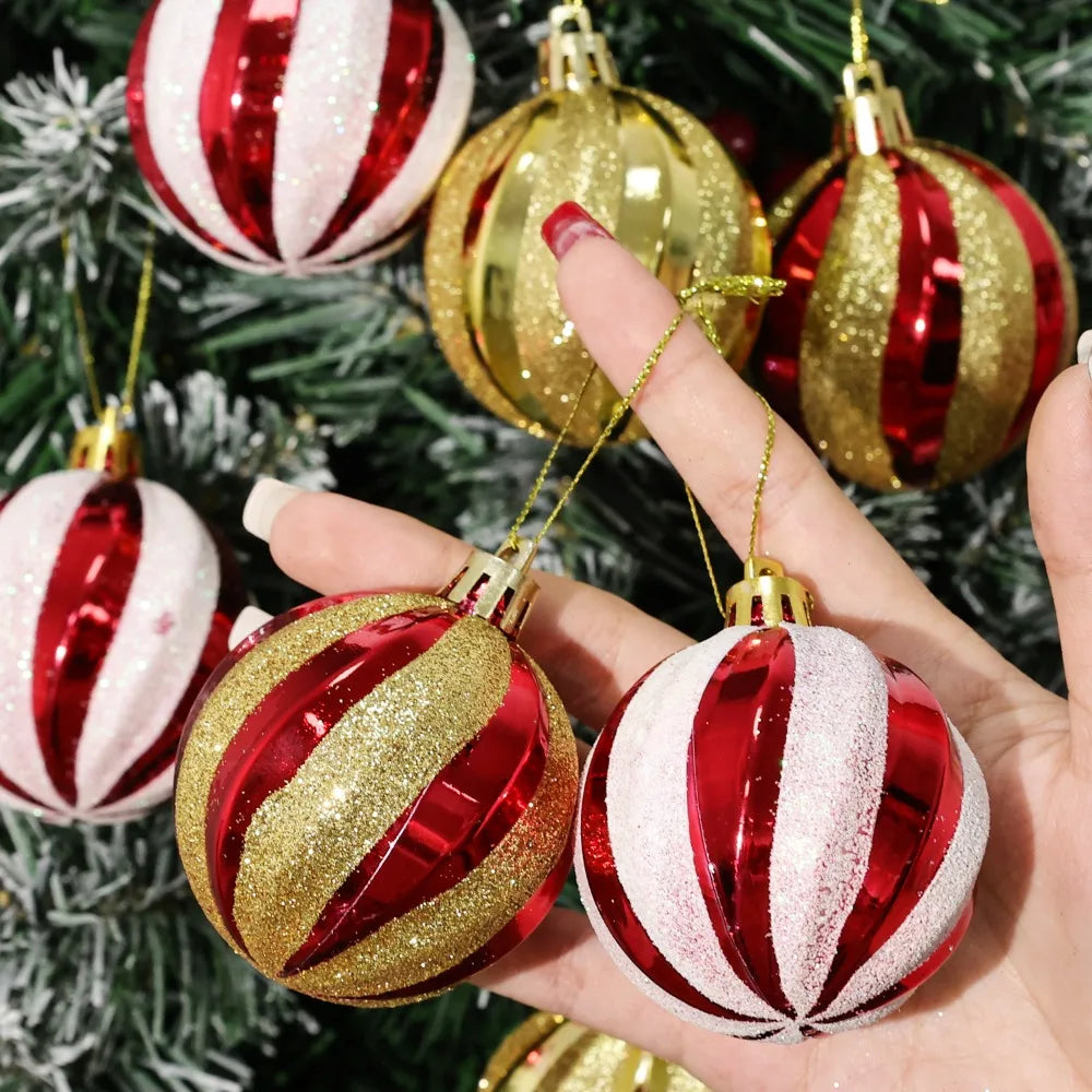 Gold Silver Red Shiny Christmas Balls Xmas Tree Hanging 6cm Large Ball Pendant New Year Gifts Christmas Home Party Decorations