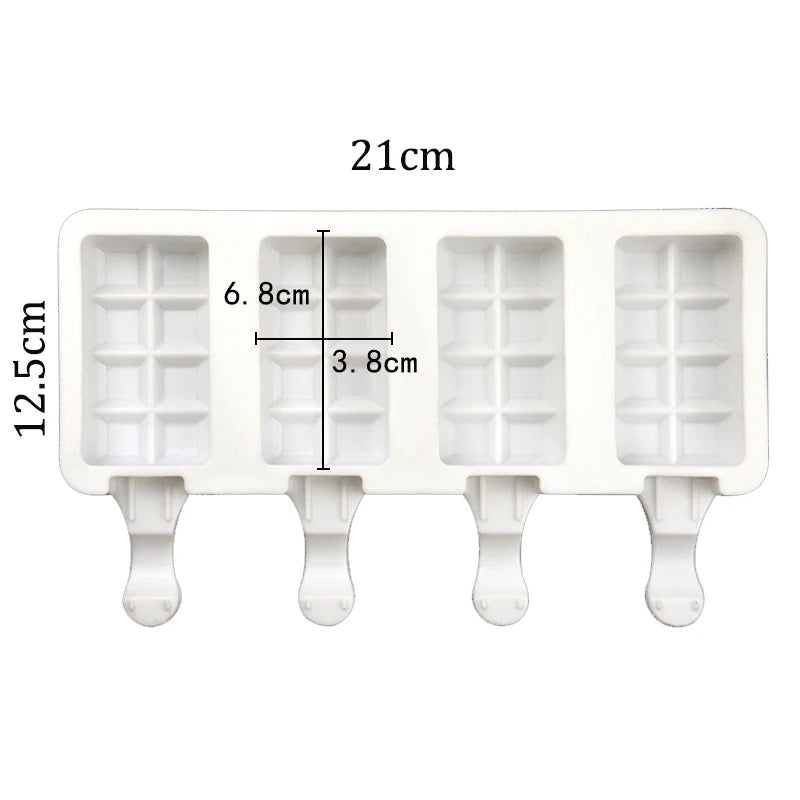 3/4 Cell DIY Silicone Ice Cream Mold Homemade Popsicle Maker Reusable Ice Cube Tray Mousse Dessert Ice Cream Mould Baking Tools