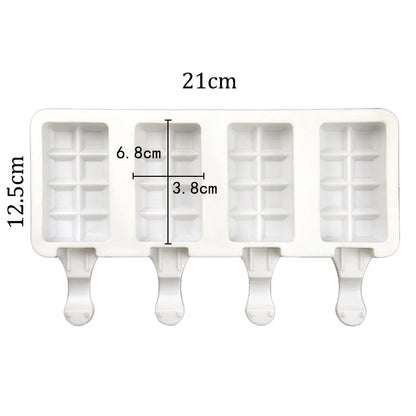 3/4 Cell DIY Silicone Ice Cream Mold Homemade Popsicle Maker Reusable Ice Cube Tray Mousse Dessert Ice Cream Mould Baking Tools