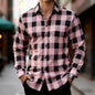Men's classic red and black plaid long-sleeved shirt casual retro