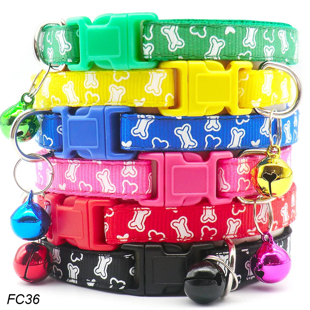 100Pcs Dog Collar With Bells Adjustable