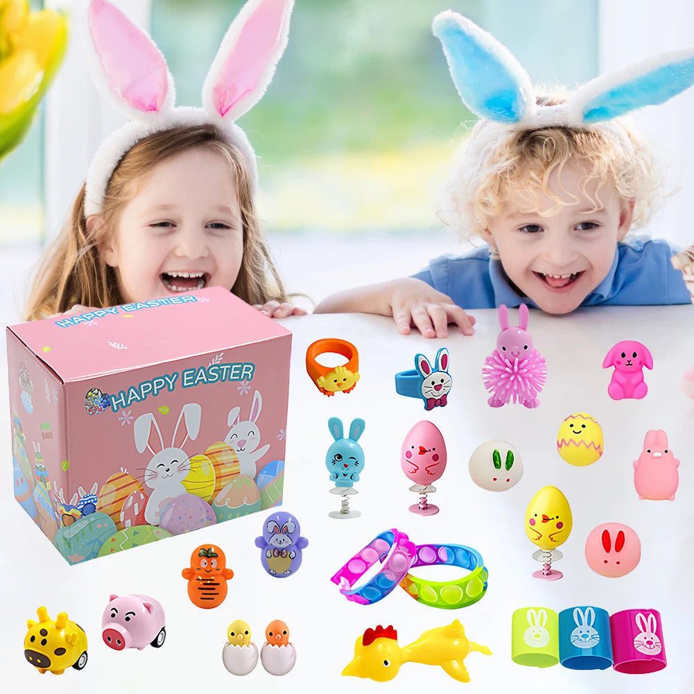 122-12PCS Easter Basket Stuffers with Stress Relief Toys Surprise Easter Eggs for Easter Egg Hunt Easter Party Favors Easter Egg