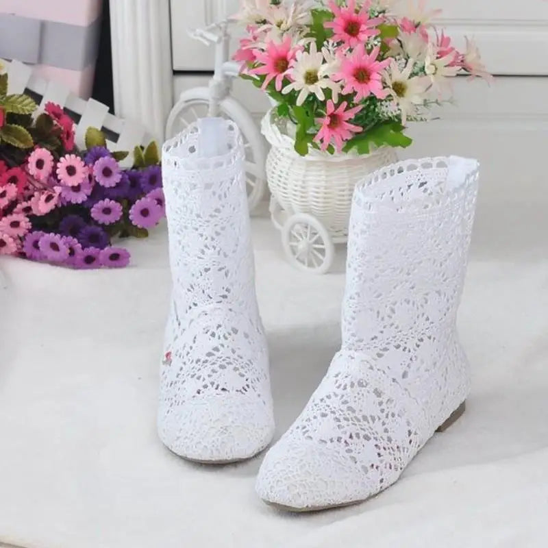 Hollow Boots Shoes Breathable Knit Line Mesh Korean High Summer Women Boots Knee High Womens Shoes
