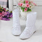 Hollow Boots Shoes Breathable Knit Line Mesh Korean High Summer Women Boots Knee High Womens Shoes