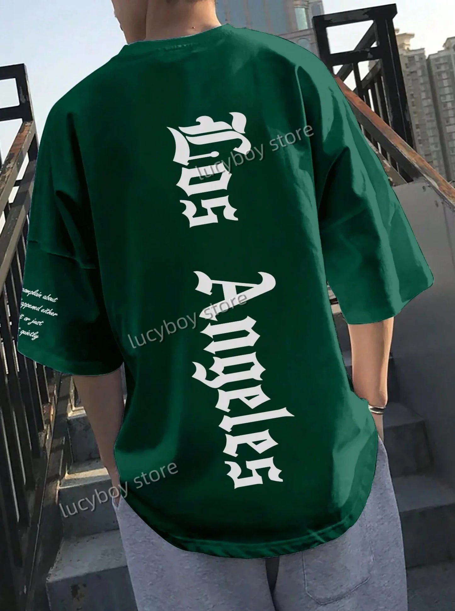 Men’s LOS ANGELES Print T‑Shirt – Loose Fit Short Sleeve