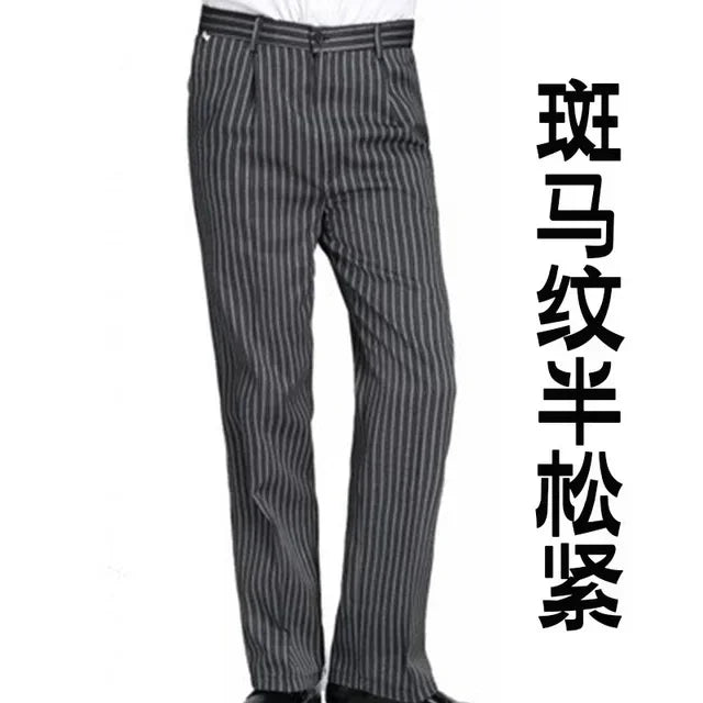 Chef Pants Men Restaurant Kitchen Work Pants Unisex Elastic Cook Workwear Chili Cutlery Kitchenware Breakfast Working Pants