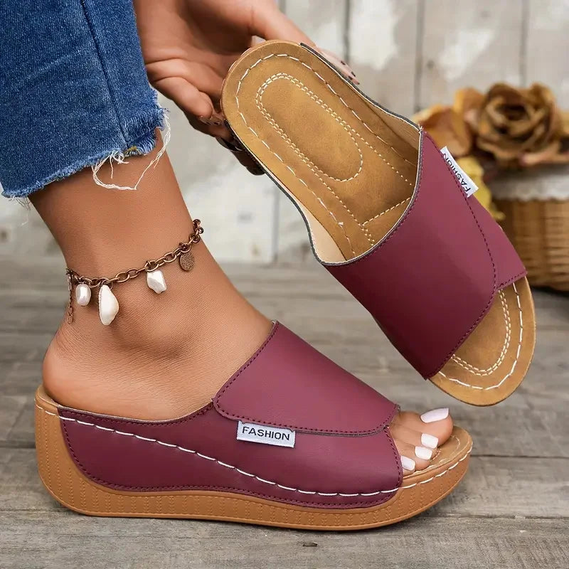 Women Wedge Slippers Summer Fashion Slippers Open Toe Breathable Sandals Comfortable Buckle Woman Shoes Slides Women
