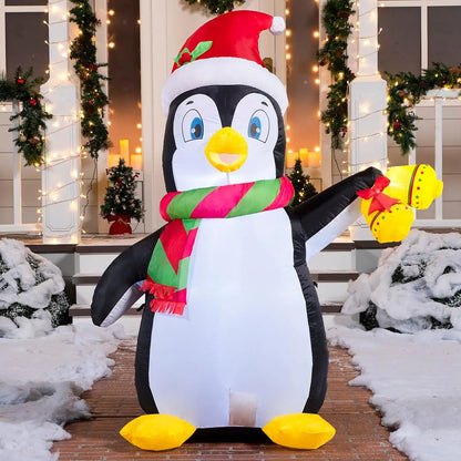 JOYFY 5 FT Christmas Inflatable Penguin Decoration with Built-in LEDs for Christmas Party Indoor Outdoor Décor