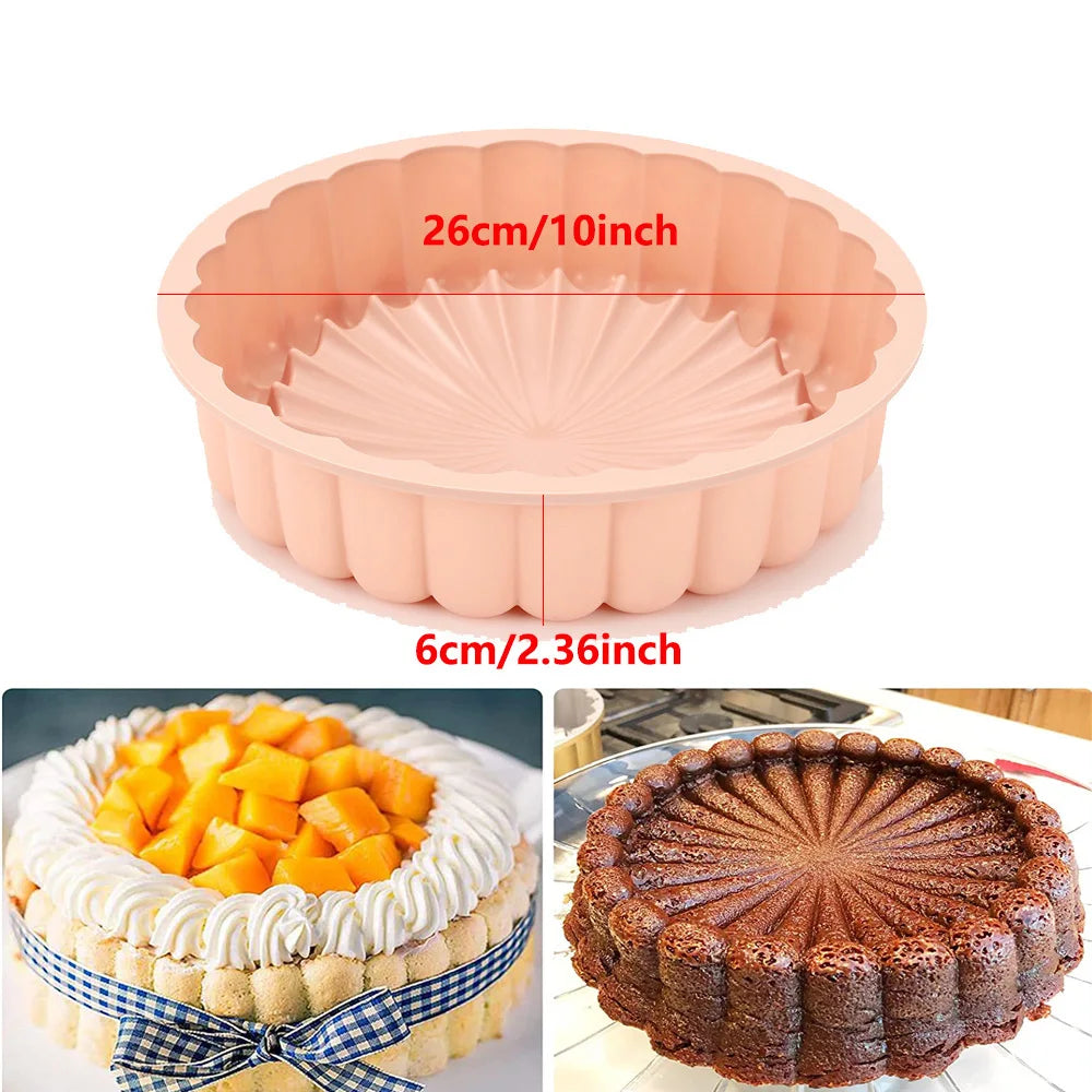 Silicone Cake Pan 10in Air Fryers Oven Baking Tray Round Silicone Cakes Pan Sponge Flan Mold Shortcake Baking Pan Silicone Molds