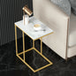 LUVODI Modern C Shaped Sofa Side Table Small Marble Laptop Corner Coffee Table with Metal Frame