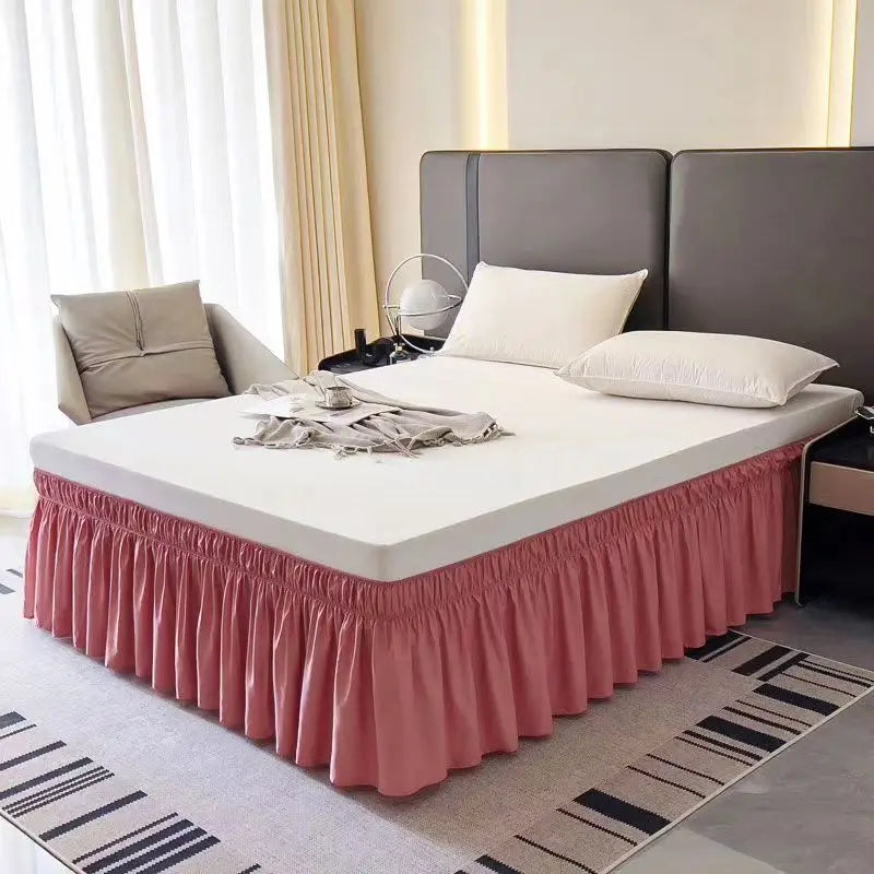 Pretty Comfort Ruffles Bed Skirts With Double Layers Elastic Belts-Wrinkle & Fade Resistant Fabric-15 and 18 Inch Height