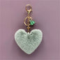 Rainbow Heart Pompom Keychain – Colorful Plush Ball Tassel Bag Charm for Women