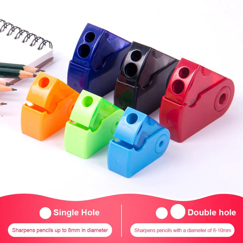 Mini Pencil Sharpener Single Double Hole Black/Red/Blue