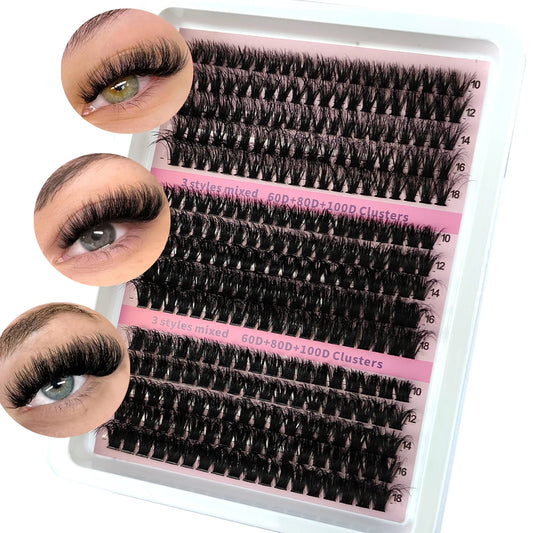 15 Rows DIY 5D Fluffy Lash 60D/80D/100D Thick Eyelash Clusters /Wispy Individual Lashes 10-20mm Cluster