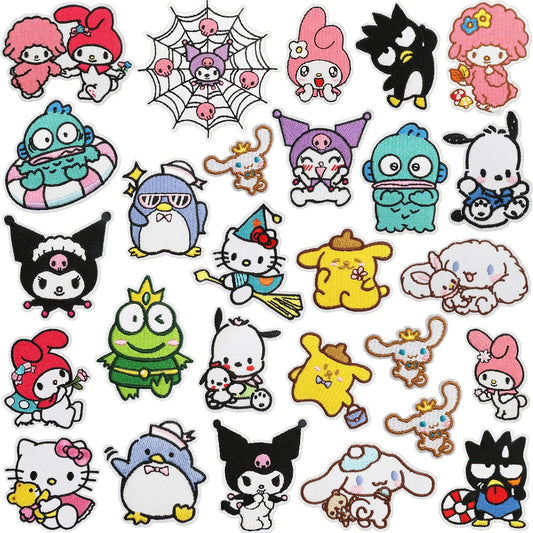 1Pcs Miniso Disney Sanrio Kuromi Hello Kitty Melody Patch Iron On Embroidered For Clothing Cartoon Anime Patches For Kid Clothes
