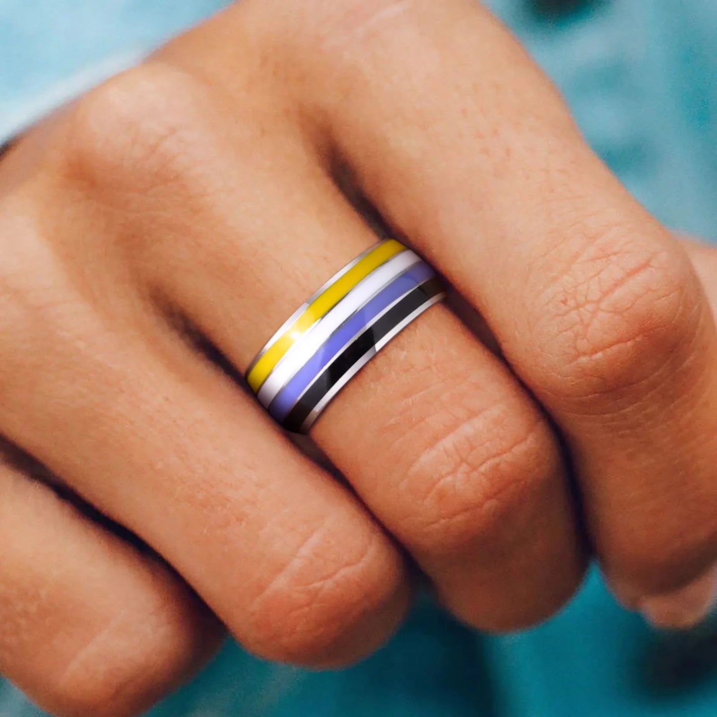 Pride Parade Lesbian Gay LGBT Pride Ring, Bisexual Non-binary Pride Multicolor Rainbow Ring, Love Promise Wedding Jewelry