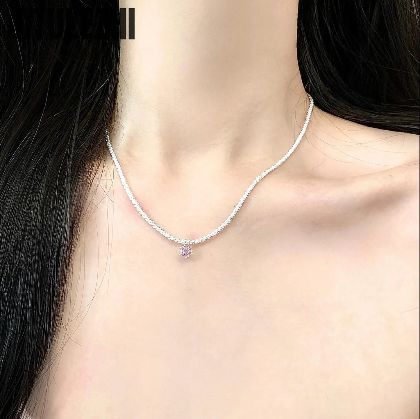 Trendy 925 Sterling Silver Pendant Necklace For Women Single Pendant Inlaid Pink Stone Engagement Wedding Party Silver Jewelry