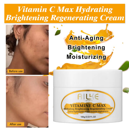 AILKE Vitamin C Skin Care Set, with Lightening Body Lotion, Even Skin Tone Face Cream, Whitening Serum, Brightening Soap